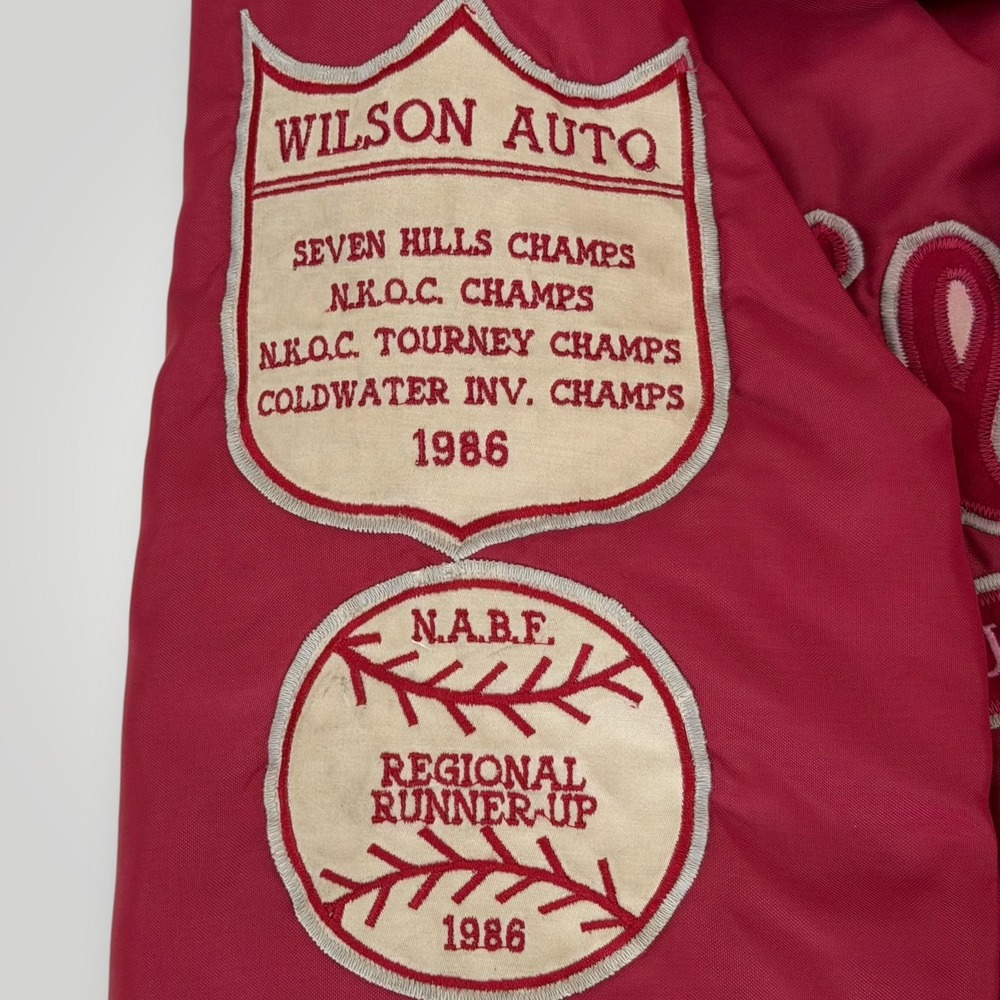 Vintage Wilson Auto Sales Varsity Jacket Mens 2XL Red Baseball 80s USA - Picture 6 of 8